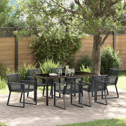 Garden Dining Set 7 pcs Black Powder-Coated Steel