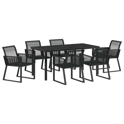 Garden Dining Set 7 pcs Black Powder-Coated Steel