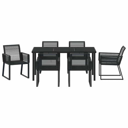 Garden Dining Set 7 pcs Black Powder-Coated Steel