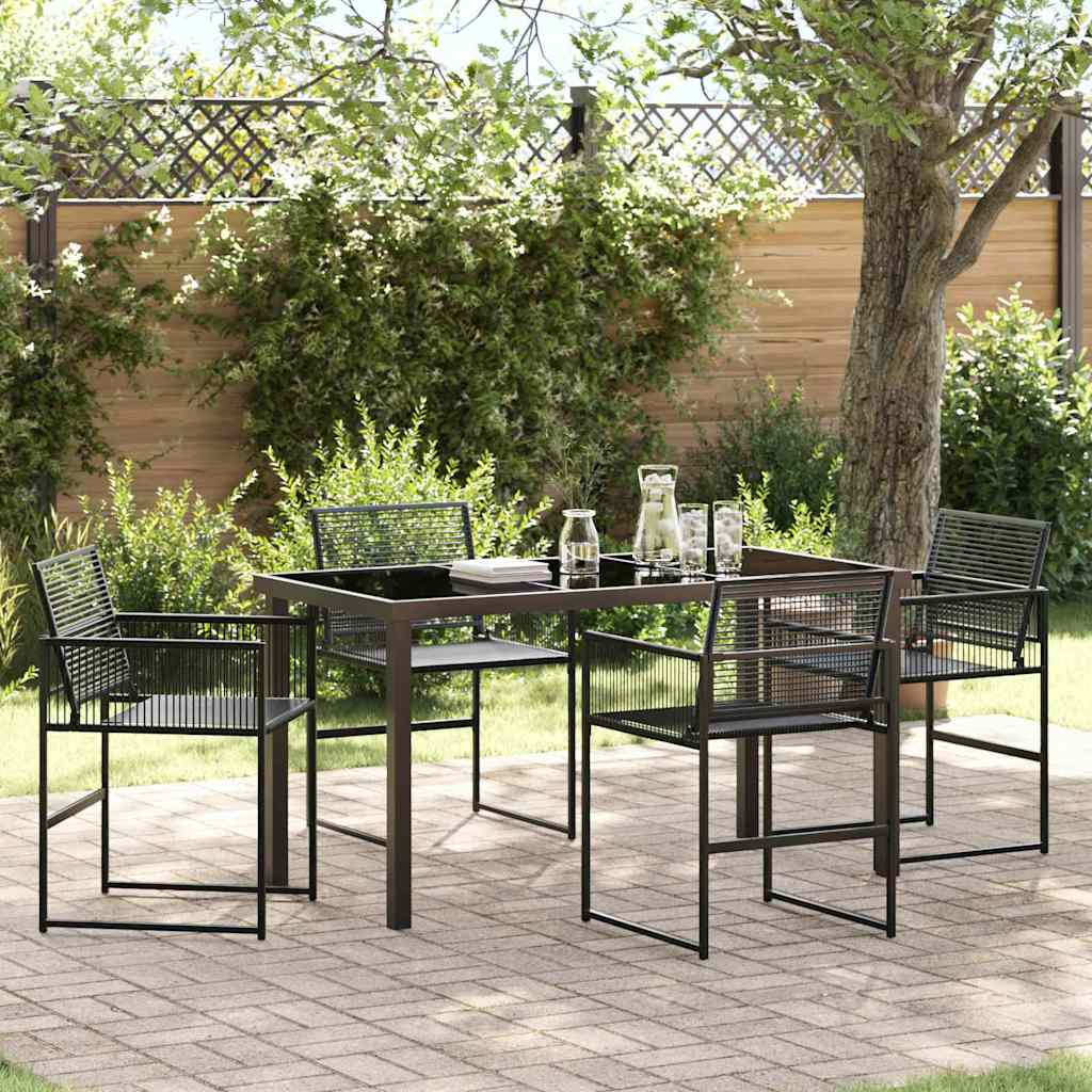 Garden Dining Set 5 pcs Black Poly Rattan