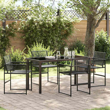 Garden Dining Set 5 pcs Black Poly Rattan