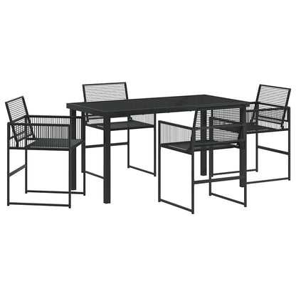 Garden Dining Set 5 pcs Black Poly Rattan
