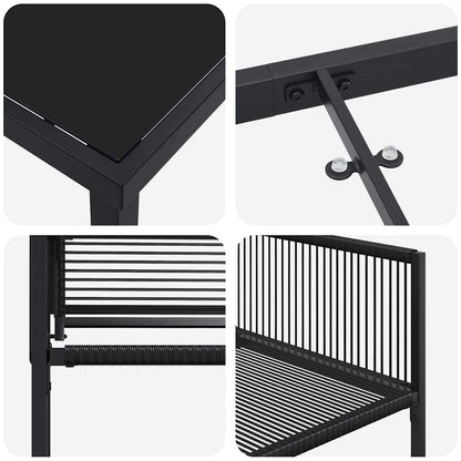 Garden Dining Set 5 pcs Black Poly Rattan