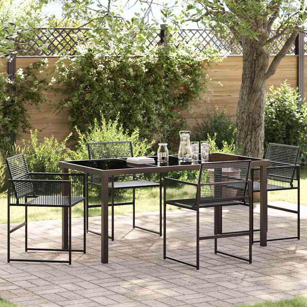 Garden Dining Set 5 pcs Black Poly Rattan