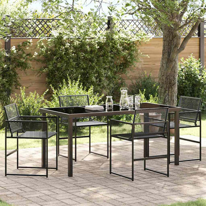 Garden Dining Set 5 pcs Black Poly Rattan