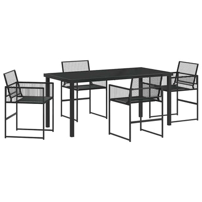 Garden Dining Set 5 pcs Black Poly Rattan