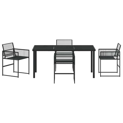 Garden Dining Set 5 pcs Black Poly Rattan