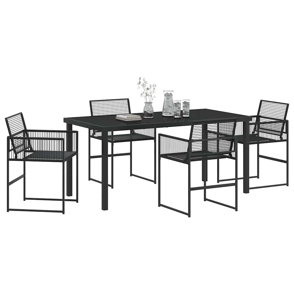 Garden Dining Set 5 pcs Black Poly Rattan