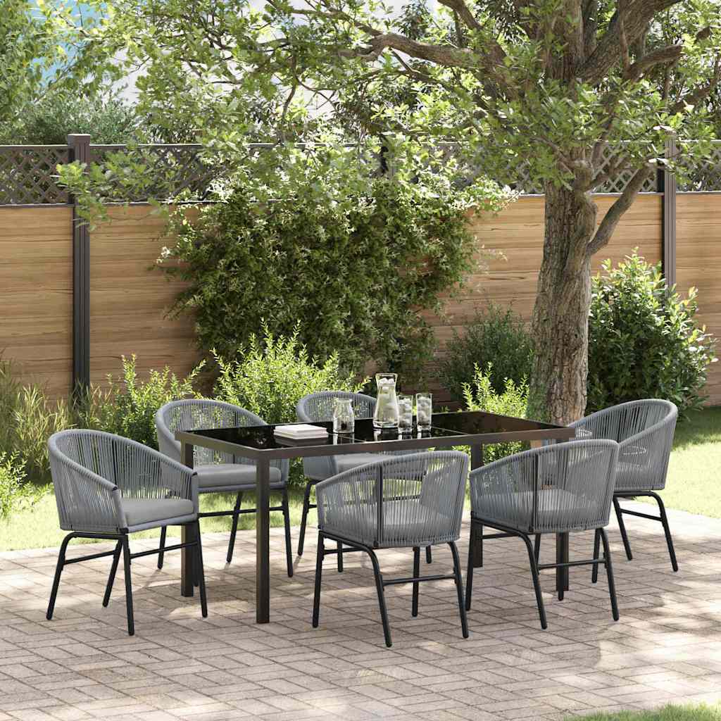 Garden Dining Set 7 pcs Anthracite Powder-Coated Steel