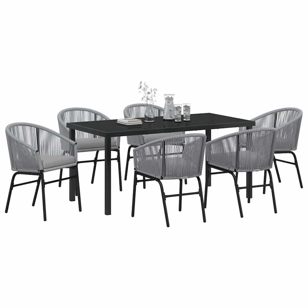 Garden Dining Set 7 pcs Anthracite Powder-Coated Steel