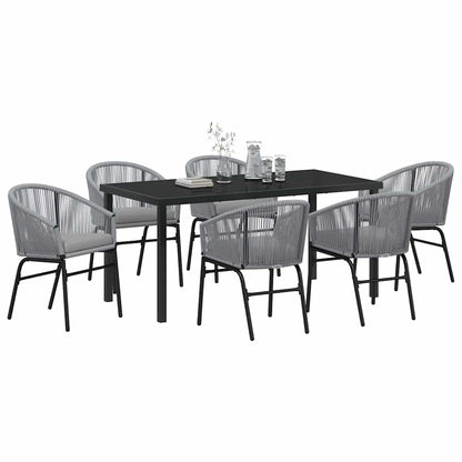 Garden Dining Set 7 pcs Anthracite Powder-Coated Steel