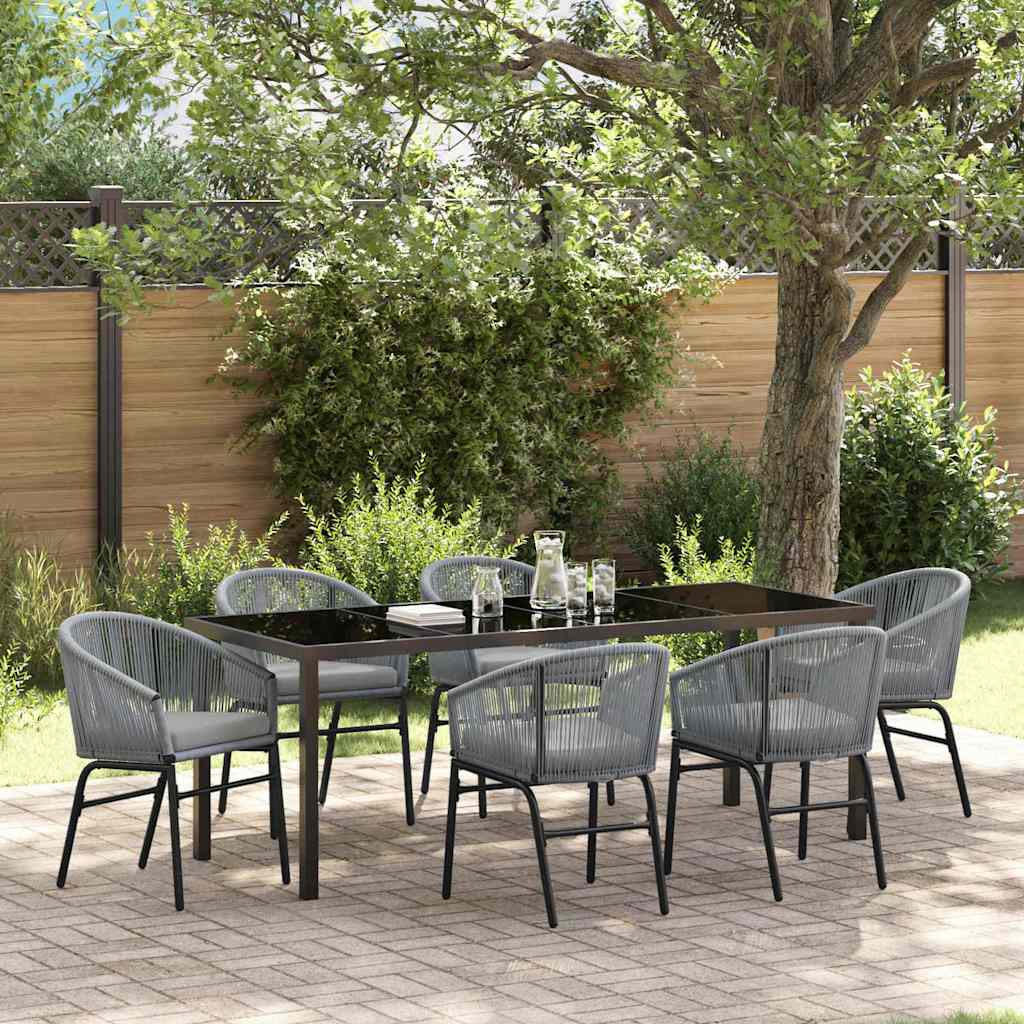 Garden Dining Set 7 pcs Anthracite Powder-Coated Steel