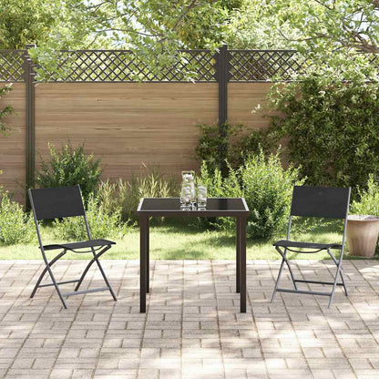 Garden Dining Set Folding 3 pcs Black Powder-Coated Steel