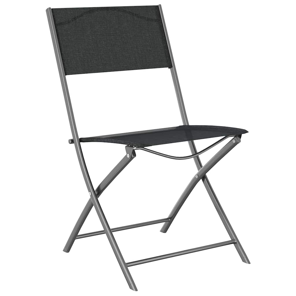 Garden Dining Set Folding 7 pcs Black Powder-Coated Steel