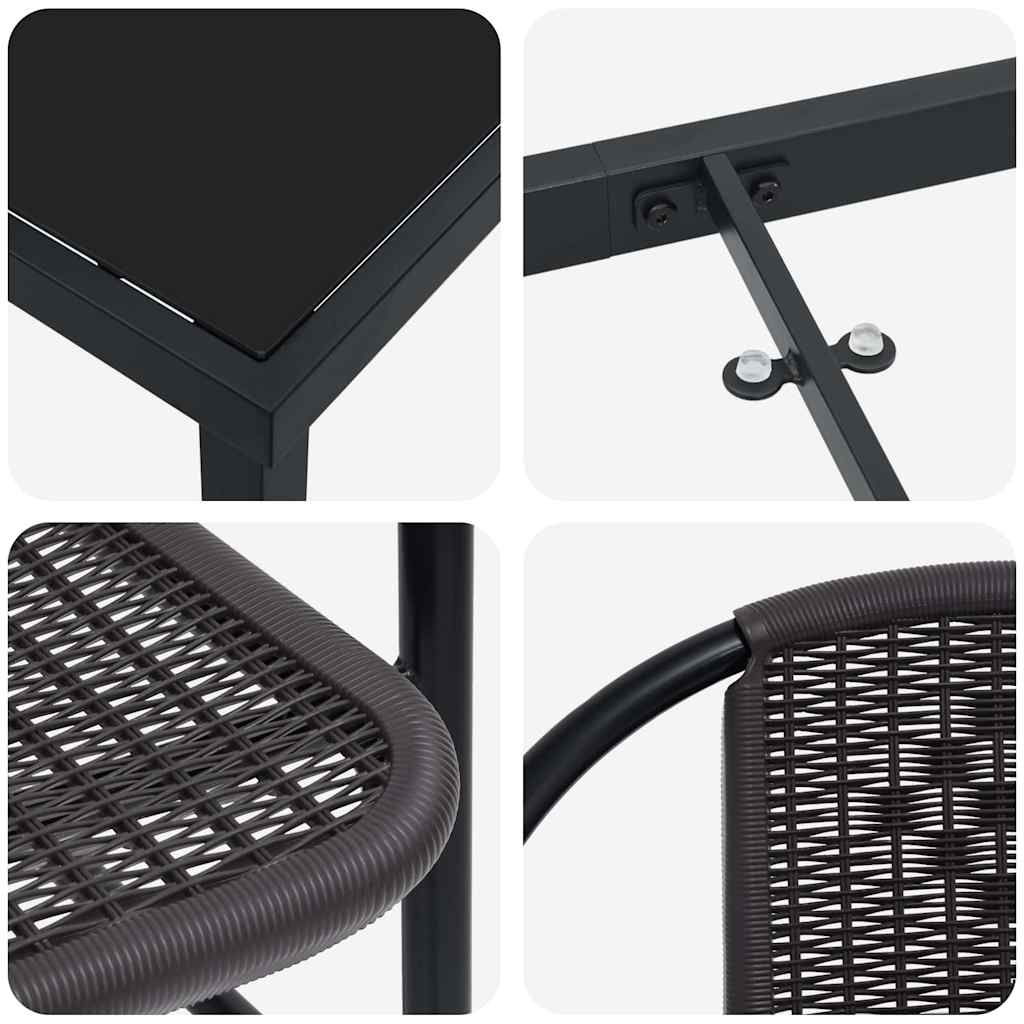 Garden Dining Set 3 pcs Black Powder-Coated Steel