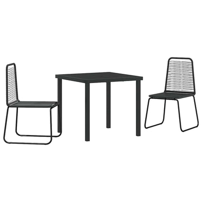 Garden Dining Set 3 pcs Black Powder-Coated Steel