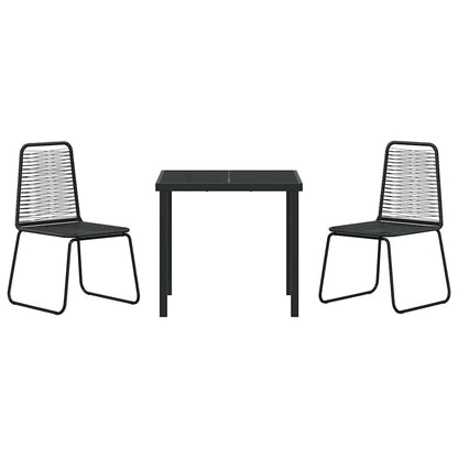 Garden Dining Set 3 pcs Black Powder-Coated Steel