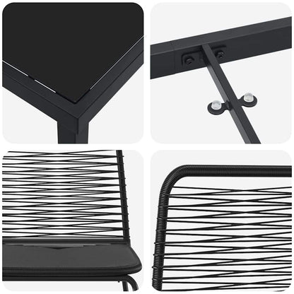 Garden Dining Set 5 pcs Black Powder-Coated Steel