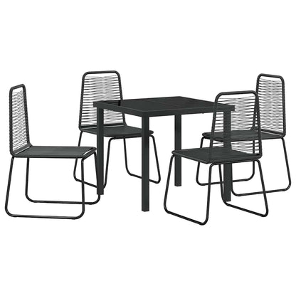 Garden Dining Set 5 pcs Black Powder-Coated Steel