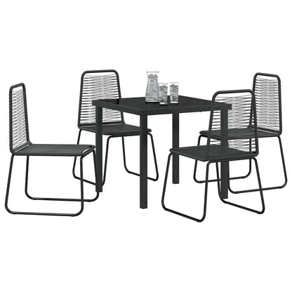 Garden Dining Set 5 pcs Black Powder-Coated Steel