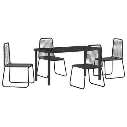 Garden Dining Set 5 pcs Black Powder-Coated Steel