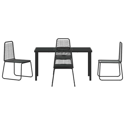 Garden Dining Set 5 pcs Black Powder-Coated Steel