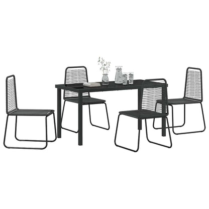 Garden Dining Set 5 pcs Black Powder-Coated Steel