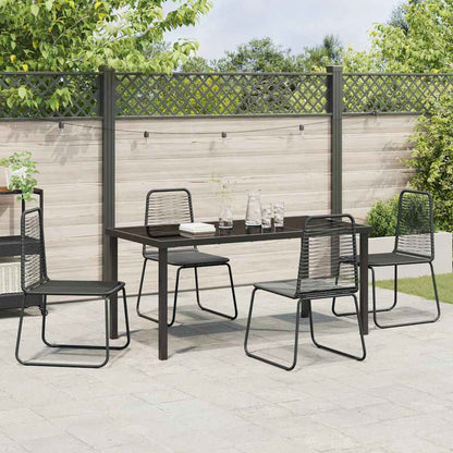 Garden Dining Set 5 pcs Black Powder-Coated Steel