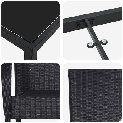 Garden Dining Set 5 pcs Black Powder-Coated Steel