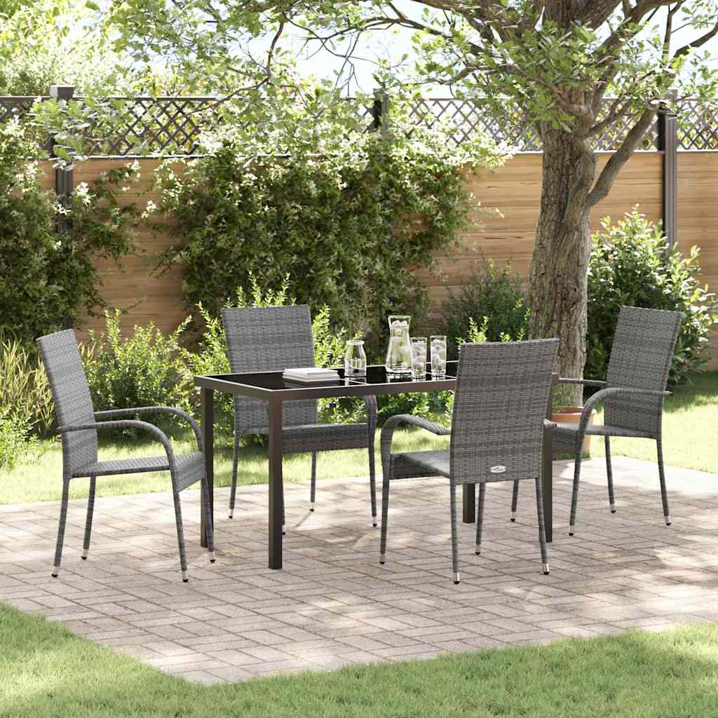 Garden Dining Set 5 pcs Grey Powder-Coated Steel