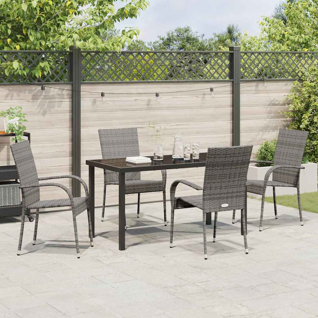 Garden Dining Set 5 pcs Grey Powder-Coated Steel