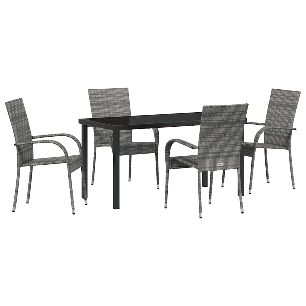 Garden Dining Set 5 pcs Grey Powder-Coated Steel