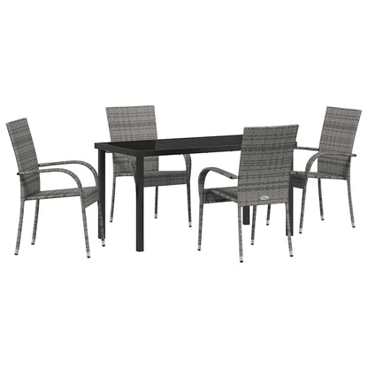 Garden Dining Set 5 pcs Grey Powder-Coated Steel