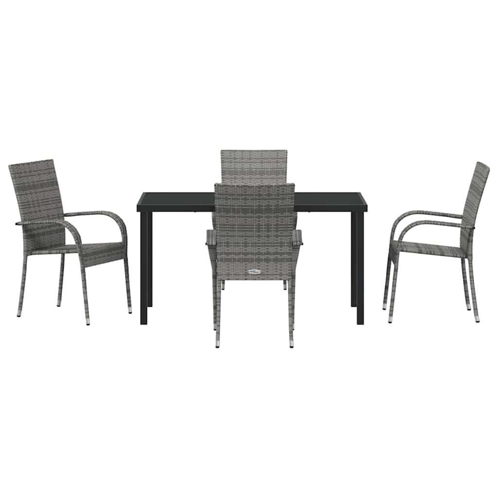 Garden Dining Set 5 pcs Grey Powder-Coated Steel