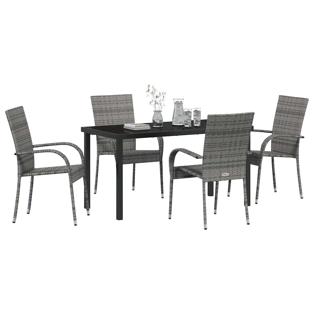 Garden Dining Set 5 pcs Grey Powder-Coated Steel