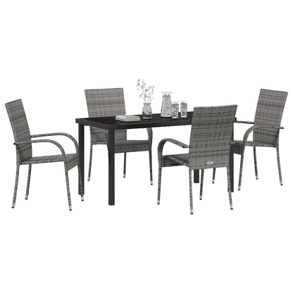 Garden Dining Set 5 pcs Grey Powder-Coated Steel