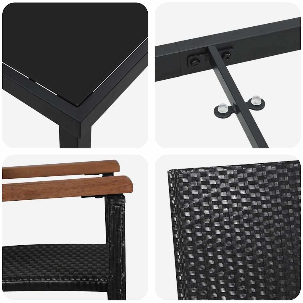 Garden Dining Set 5 pcs Black Powder-Coated Steel