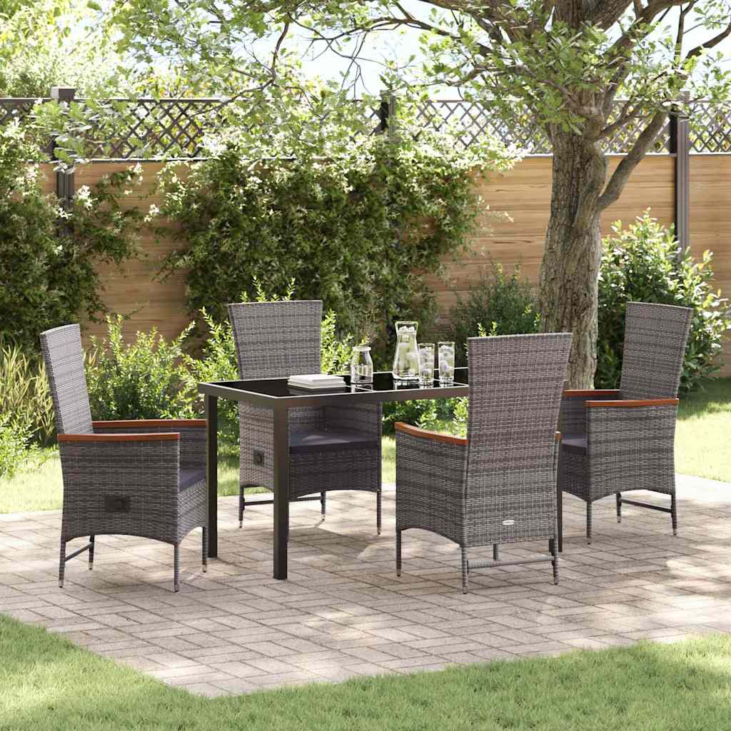 Garden Dining Set 5 pcs Grey Powder-Coated Steel