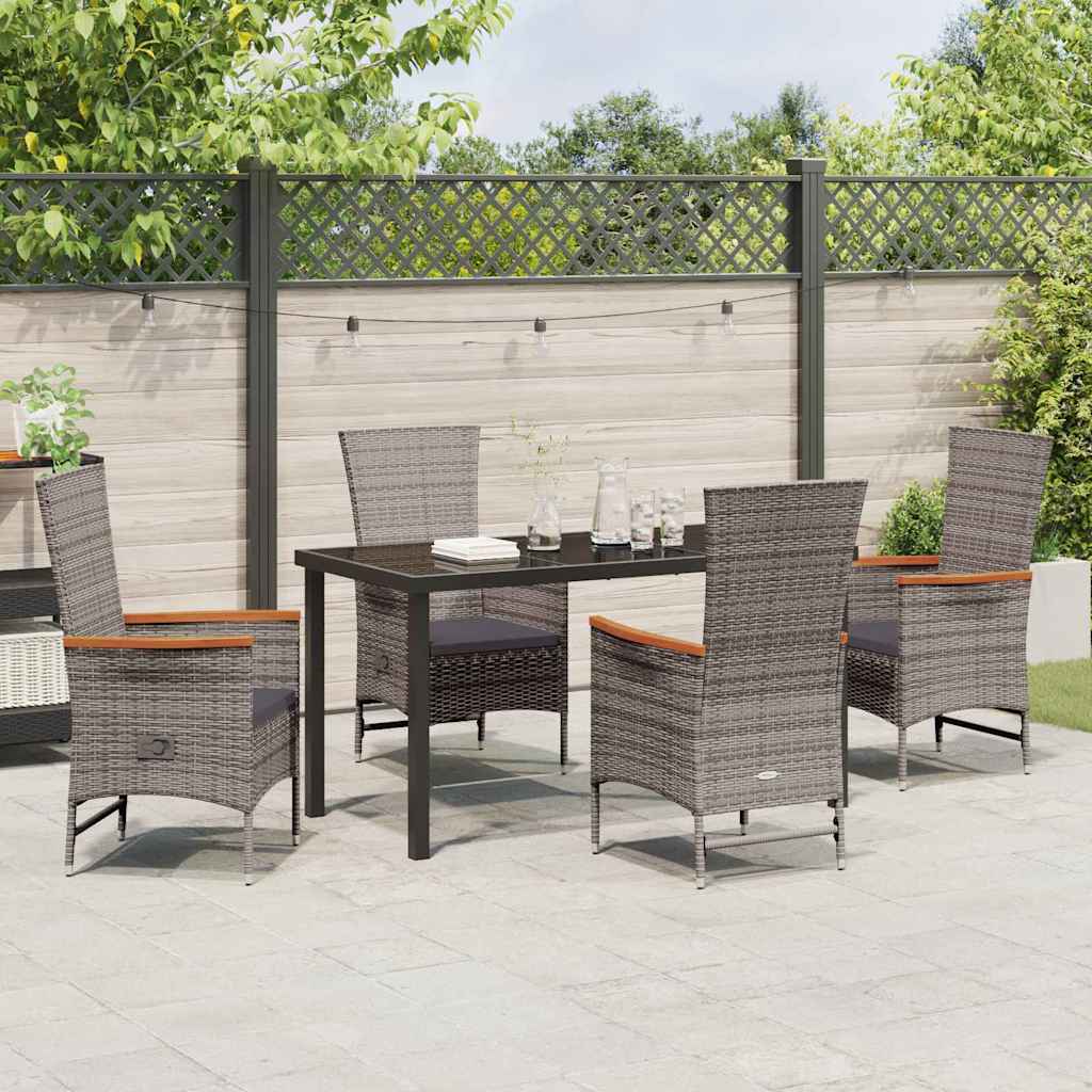 Garden Dining Set 5 pcs Grey Powder-Coated Steel