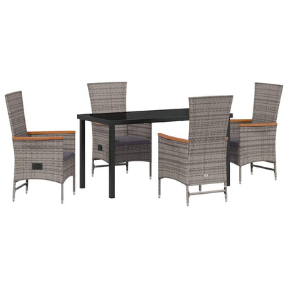 Garden Dining Set 5 pcs Grey Powder-Coated Steel