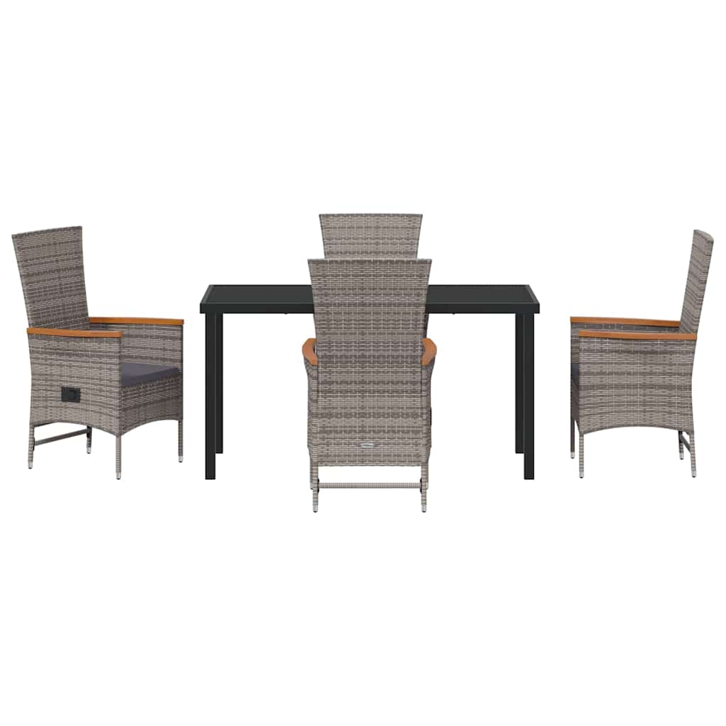 Garden Dining Set 5 pcs Grey Powder-Coated Steel
