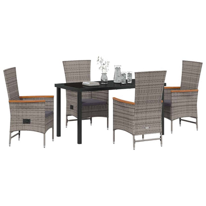 Garden Dining Set 5 pcs Grey Powder-Coated Steel