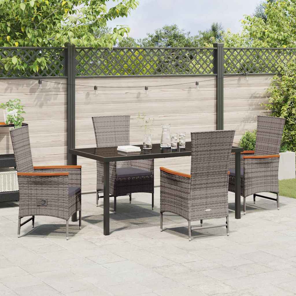 Garden Dining Set 5 pcs Grey Powder-Coated Steel