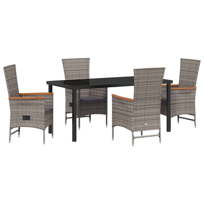 Garden Dining Set 5 pcs Grey Powder-Coated Steel