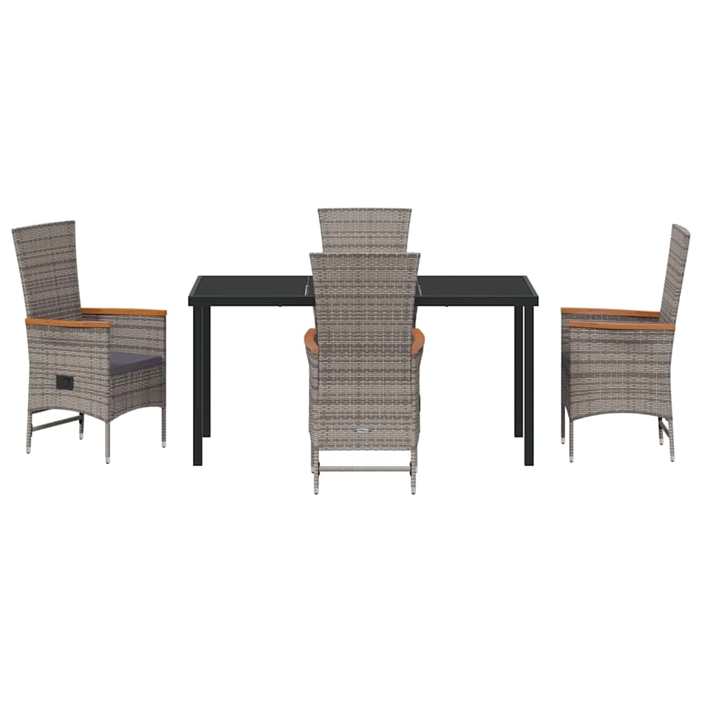 Garden Dining Set 5 pcs Grey Powder-Coated Steel