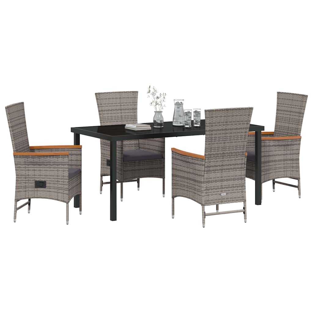 Garden Dining Set 5 pcs Grey Powder-Coated Steel