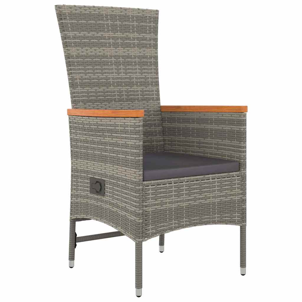 Garden Dining Set with Cushion 5 pcs Grey Poly Rattan