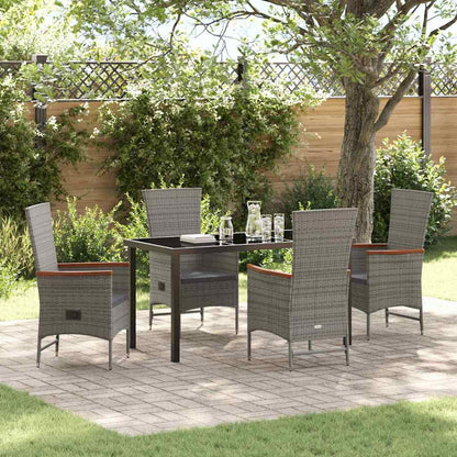 Garden Dining Set with Cushion 5 pcs Grey Poly Rattan