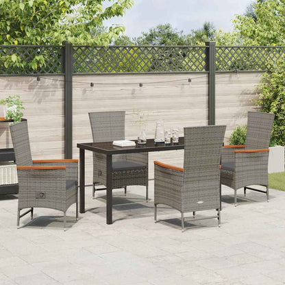 Garden Dining Set with Cushion 5 pcs Grey Poly Rattan