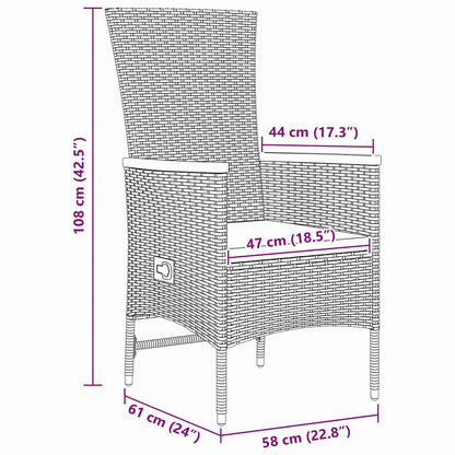 Garden Dining Set with Cushion 5 pcs Grey Poly Rattan